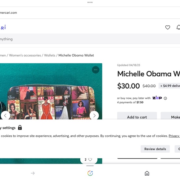 Michelle Obama Mag Cover Wallet NWOT (#8) - Picture 6 of 6